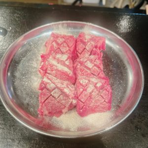 Raw skirt steak